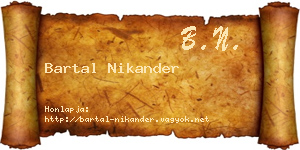 Bartal Nikander névjegykártya