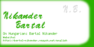 nikander bartal business card